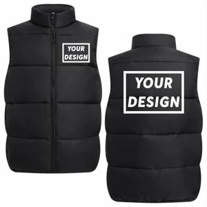 겨울 다운 조끼 사용자 정의 로고 캐주얼 솔리드 컬러 다운 조끼 인쇄 회사 브랜드 플러스 벨벳 따뜻한 조끼 인쇄 그림 텍스트