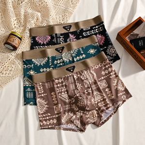 3Pcs 복서 반바지 남성 속옷 얼음 실크 속옷 섹시한 팬티 3A 항균 통기성 탄성 란제리 플러스 사이즈 L-6XL