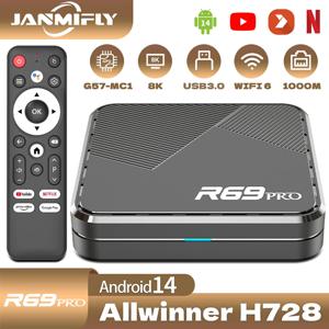 Janmifly R69 PRO 셋톱 박스 안드로이드 14 Allwinner H728 WiFi 6 지원 Ultra HD 8K Bluetooth 5.0 스마트 TV 박스 Netflix YouTube