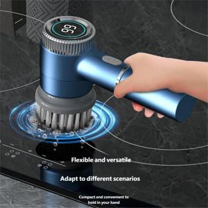 5개의 교체 가능한 브러시 헤드가 있는 전기 스핀 스크러버, 3단 속도 조절 가능 휴대용 충전식 샤워 스크러버