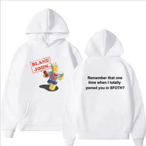 Blame John 프린트 후드 가을 겨울 여성 남성 캐주얼 웃긴 패션 오버 사이즈 o 넥 긴 소매 스웨터 양털 풀오버