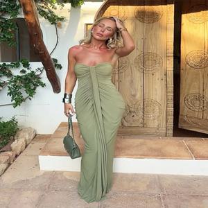 니버 우아한 끈이없는 원피스 여성 클래식 패치 워크 리본 섹시한 생일 파티 스키니 스트레치 세련된 클럽웨어 베스티도