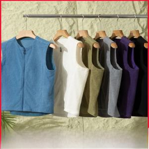 야외 활동용 따뜻하고 가벼운 빠른 건조 통기성 플리스 조끼 민소매 어깨 패드 탱크탑 표준 핏 폴리에스터 섬유