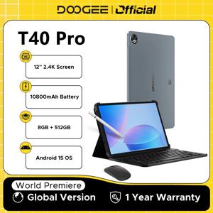 【브랜드+】DOOGEE T40 Pro 태블릿 12인치 IPS 2.4K 20GB(8 + 12) 512GB 안드로이드 14 헬리오 G99 18W 충전 쿼드 스피커 7.6mm 초슬림