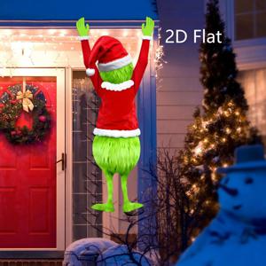 2D 크리스마스 녹색 머리 남자 크리스마스 장식품 걸이 2025 메리 크리스마스 선물 휴일 실내외 장식용 선물 걸이