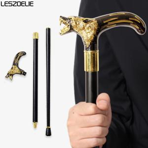 91cm 금색과 검은색 늑대 머리가 달린 남성용 고급 지팡이 패션 장식용 핸드 케인 우아한 빈티지 스틱 여성용