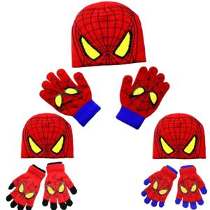 마블 스파이더 맨 코스프레 장갑 겨울 모자 세트 만화 비니 캐주얼 모자 니트 겨울 모자 힙합 후드 보닛