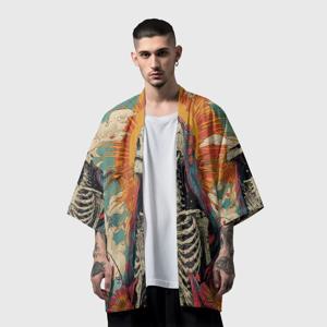 해골 프린트 기모노 패션 캐주얼 카디건 유카타 여름 남성 여성 전통 하오리 스트리트웨어