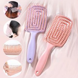 1개 탄력 마사지 빗 속이 빈 헤어 브러시 두피 마사지 스타일링 엉킴 방지 빠른 건조 도구 & 볼륨감 있는 하이 크라운