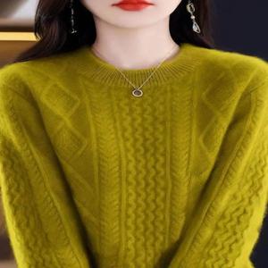 2025년 신상 니트 스웨터 플리스 안감 두꺼운 오버헤드 베이스 레이어 가을 겨울 루즈핏 다용도 슬림 니트 포켓 손수건