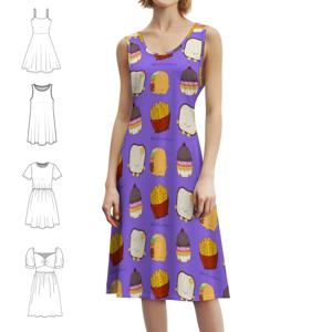 푸드 버디즈 섹시한 휴가 드레스 여성용 비치 파티 생일 미니 드레스 타코 아이스크림 프렌치 프라이 토스트 큐브 드레스