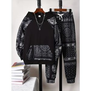 2025 패션 태극 만다라 동양 태극 토템 아트 기하학적 패턴 3D 프린팅 긴팔 후드티 캐주얼 바지