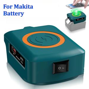 마키타 18V 리튬이온 배터리용 무선 휴대폰 충전기, USB 포트 및 타입 C 포트가 있는 휴대용 야외 파워뱅크