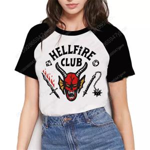 Hellfire Club Monster 그래픽 티셔츠 고품질 반팔 여름 O 넥 편안한 스트리트웨어 탑 남성 및 여성 티셔츠