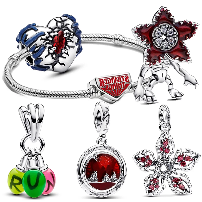 미니소 몬스터 액티비티 플라워 펜던트 비즈 오리지널 여성용 팔찌 뱅글 DIY 주얼리 선물 (925 실버)