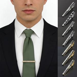 신제품 남성용 메탈 6cm 실버 골드 타이 클립 웨딩 파티 비즈니스 액세서리 밝은 크롬 스테인리스 스틸 소재 주얼리 버클