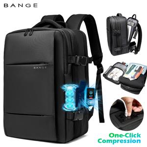 BANGE 남성 여행 백팩 원클릭 펌프 진공 압축 17인치 노트북 백팩 하이킹 비즈니스 60L 확장형 학교 백팩