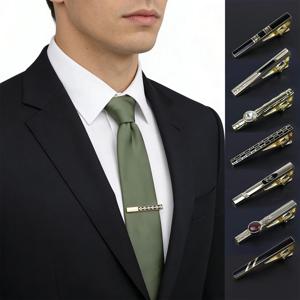 신제품 남성용 메탈 골드 타이 바 웨딩 파티 비즈니스 액세서리 밝은 크롬 스테인리스 스틸 소재 주얼리 버클 타이 클립