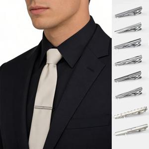 신제품 남성용 메탈 실버 타이 클립 웨딩 파티 비즈니스 액세서리 밝은 크롬 스테인리스 스틸 소재 주얼리 버클 타이 바