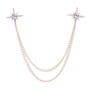 한국 패션 라인스톤 별 브로치 칼라 핀 남녀 셔츠 태슬 체인 라펠 핀 장식용 액세서리