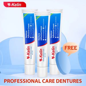 Y-Kelin 틀니 접착제 크림 120Gram (40g*3 팩) Strong Dentadura 보철 치아 접착제 이동식 거짓 노인 선물