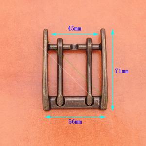 남성용 클래식 강한 금속 황동 도금, 와이드 엔드 바 프롱 더블 핀 버클, 가죽 공예 청바지 벨트 버클 교체 핏, 45mm