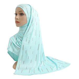 H205 모달 코튼 저지 라인 석이있는 부드러운 롱 스카프 직사각형 Hijab 레이디스 헤드 스카프 목도리 여성용 보닛 모자 모자