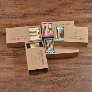 코튼 더블 헤드 1000Pcs 컬러 믹스 대나무 성인 메이크업 면봉 마이크로 브러시 나무 스틱 코 귀 청소 건강 도구