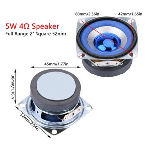2인치 5W 4ohm 파란색 전주파수 스피커 52mm 정사각형 5W 4ohm 소형 스피커 스피커