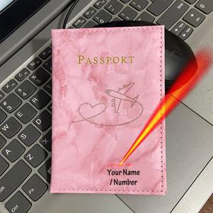 여권 소지자에 레이저 조각 이름 여권용 대리석 패튼 커버 개인 이름이 있는 여행용 지갑 여권 케이스