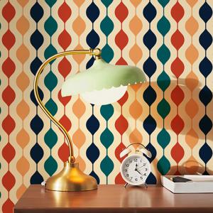 Rero Boho 물결 모양 라인 PVC 벽지 자체 접착 방수 욕실 주방 벽 장식 다채로운 캐비닛 비닐 스티커