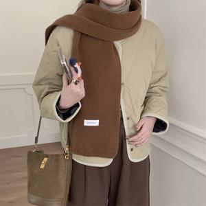 여성용 캐시미어 니트 스카프 부드럽고 따뜻한 경량 스카프 가을, 겨울 160 * 20 숄