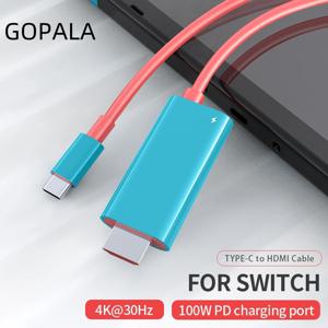 노트북, 태블릿, 휴대폰, SteamDeck과 호환되는 4K 1080P 100W PD 충전 기능이 있는 게임 HDTV용 C형-HDMI 케이블