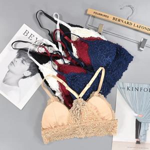 여성용 프렌치 섹시 백 트라이앵글 컵 브라, 스트랩리스, 얇은 레이스, 스틸 링 없음, 편안한 란제리