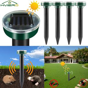 초음파 음파 구동 태양열 퇴치기, 쥐 두더지, 설치류 해충 퇴치기, 진동 파 마당, 야외 정원 잔디 농장 필드, 4 배, 8X