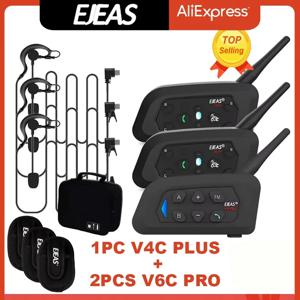 EJEAS V4C PLUS + 2PCS V6C PRO 3 사용자 심판 인터콤 헤드셋 1200M 전이중 블루투스 헤드폰 축구 회의 인터폰