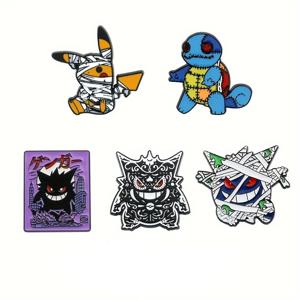 5 Pcs 크리 에이 티브 붕대 피카추 브로치 세트 Gengar 에나멜 핀 배낭 의류 쥬얼리 금속 엠 블 럼 액세서리 선물을 맞춤 설정