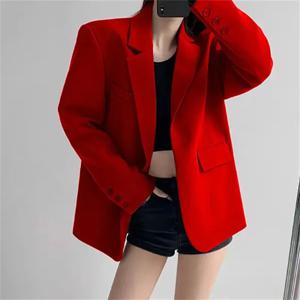 Lucyever 빈티지 여성 블레이저 패션 streetwear 느슨한 긴팔 블레이저 모든 경기 캐주얼 싱글 버튼 office lady coat