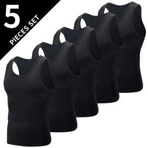 1/3/5 Pcs 남자 솔리드 컬러 간단한 패션 피트니스 조끼 플러스 사이즈 청소년 스포츠 체육 수업 민소매 티셔츠 타이트