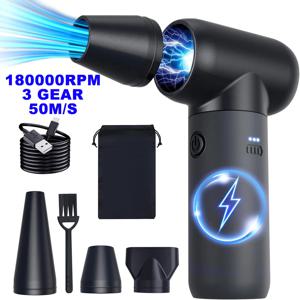 미니 휴대용 터보 선풍기 제트 송풍기, 3 풍속 전기 터보 송풍기, 공기 먼지털이 청소기, 키보드, 자동차 청소, 180000RPM