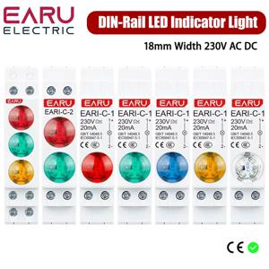 LED 듀얼 컬러 신호등 레일 표시등, 트라이 컬러 표시등, 라이트 레드 그린 블루, AC DC 220V, 230V, 50Hz, 60Hz, 18mm