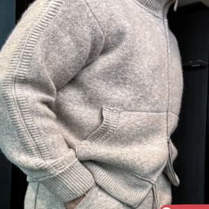 가을 겨울 신상 더블 지퍼 스탠드 칼라 두꺼운 니트 재킷 남성용 하이 패션 부드럽고 따뜻한 스웨터 캐주얼 스타일 긴팔