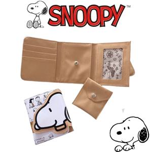 스누피 프린트 동전 지갑, 학생 단지갑, 스냅 다운 트라이 할인 PU 카드 가방, 여성용 체인지 백, 휴대용 보관 가방