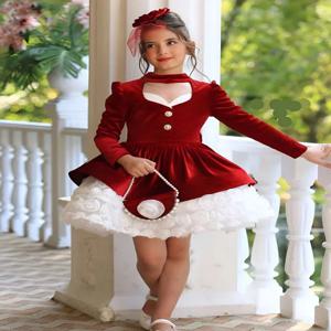 맞춤형 붉은 꽃 소녀 드레스, 결혼식 활 구슬 무릎 길이, 첫 성찬식, 어린이 생일 파티 가운, 파티 원피스