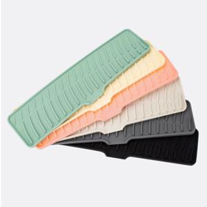 주방 접이식 배수 매트 실리콘 수도꼭지 스플래시 패드, 다목적 변기 비누 보관 슬로프 디자인, 빠른 배수