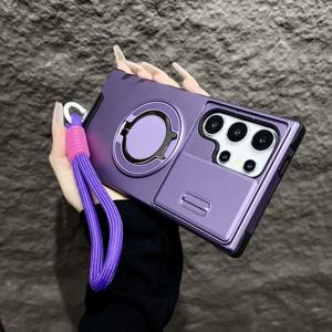 삼성 갤럭시 S25 S24 S23 S22 S21 울트라 플러스 끈 슬라이드 카메라에 대한 갑옷 마그네틱 브래킷 케이스 충격 방지 커버를 보호