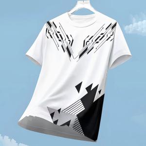 남성용 티셔츠 패션 컬러 블록 3D 프린트 티 야외 달리기 피트니스 스포츠 반팔 여름 캐주얼 오 넥 루즈 통기성 탑