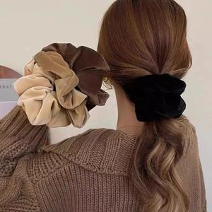 1-4PCS 여성 헤어 Scrunchies 빈티지 벨벳 솔리드 컬러 헤어 루프 여성용 포니 테일 홀더 고무 밴드 헤어 액세서리