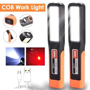 자석 조명 유지 보수 손전등이있는 LED 작업 조명 자동차 차고 램프 정비공 충전 후크가있는 COB 자동차 유지 보수 조명