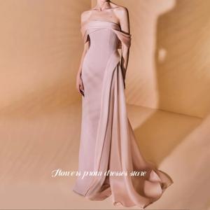 꽃 댄스 파티 오프 숄더 파티 드레스 사이드 트레인이 있는 스트레이트 인어 이브닝 드레스